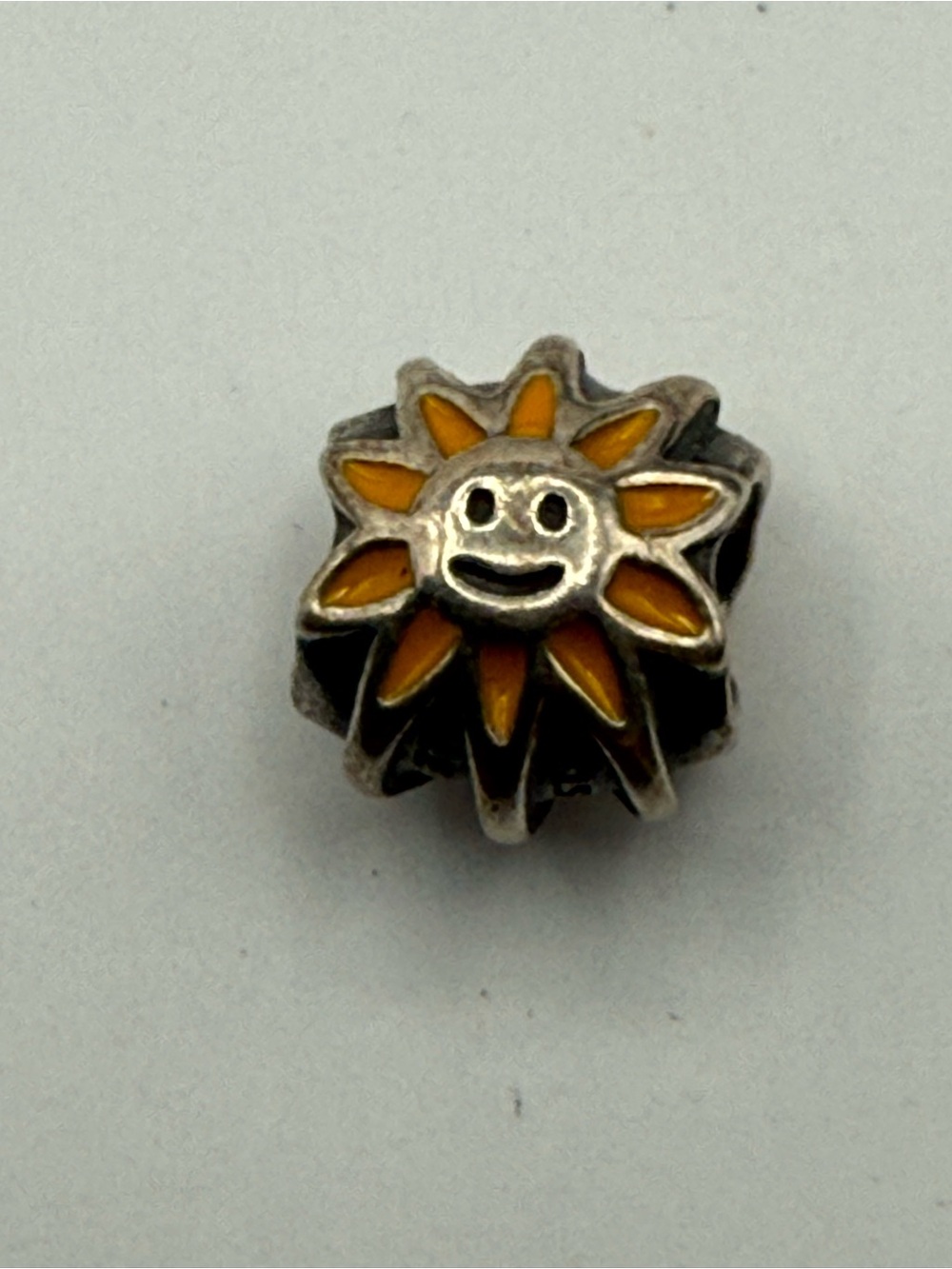 Sunflower Smile Bead Charm in Yellow and Silver